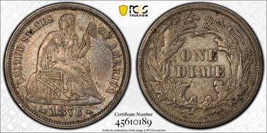 1873 10C Arrows AU50