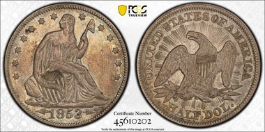 1853 50C Arrows & Rays XF45