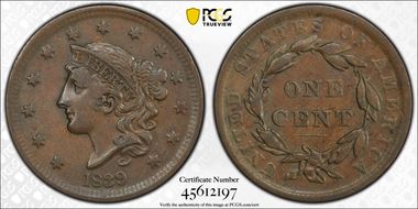 1839 1C Booby Head VF35BN
