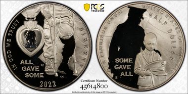 2022-S 50C National Purple Heart Hall of Honor PR69DCAM