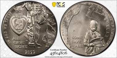 2022-D 50C National Purple Heart Hall of Honor MS70