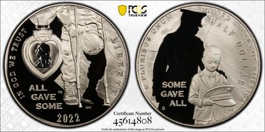 2022-S 50C National Purple Heart Hall of Honor PR69DCAM