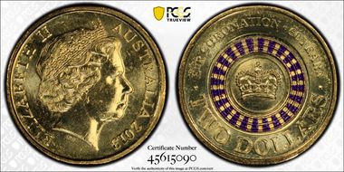 2013 $2 Coronation Colorized MS65