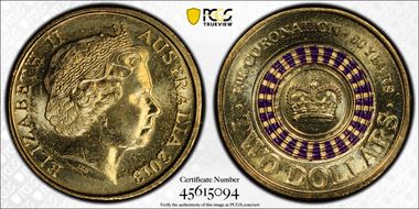 2013 $2 Coronation Colorized MS66