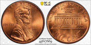 1995 1C Doubled Die Obverse MS69RD