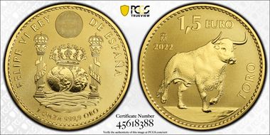 2022-M €1.5 Spanish Toro  Rev PR  Au PR69