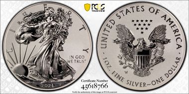 2021-W $1 Silver Eagle Rev PR - Type 1 Designer Edition - First Day of Issue PR70