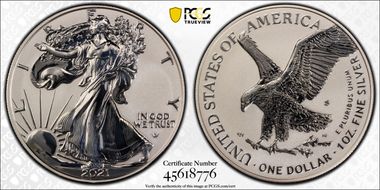 2021-S $1 Silver Eagle Rev PR - Type 2 Designer Edition - First Day of Issue PR70