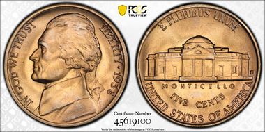 1938-D 5C Jefferson MS67FS