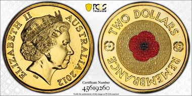 2012-C $2 Remembrance Day Colorized MS67