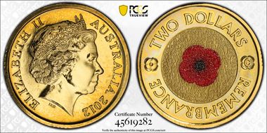 2012-C $2 Remembrance Day Colorized MS68
