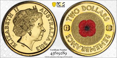 2012-C $2 Remembrance Day Colorized MS68