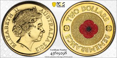 2012-C $2 Remembrance Day Colorized MS68