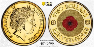 2012-C $2 Remembrance Day Colorized MS67