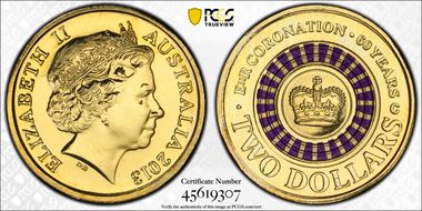2013-C $2 Coronation Colorized MS66