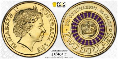 2013-C $2 Coronation Colorized MS68