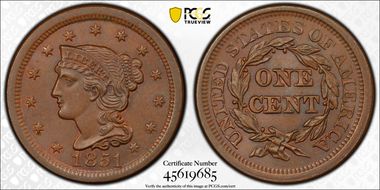 1851 1C MS65BN