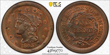 1843 1C N-6  Mature Hd  Lg Lt MS63BN