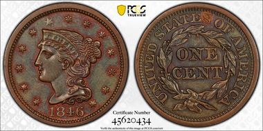 1846 1C N-11  Medium Date MS64BN