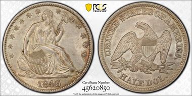 1846 50C Medium Date MS62