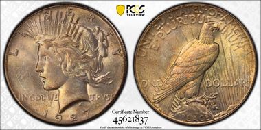 1927 $1 VAM 2 Doubled Motto MS63