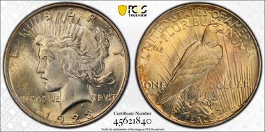 1923 $1 VAM 1C Tail on O MS62