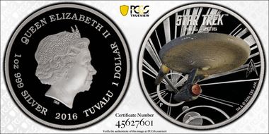 2016-P $1 Star Trek 50th Anniv. U.S.S. Enterprise-Colorized PR70DCAM