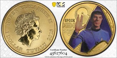 2016-P $1 Star Trek First Officer Mr.Spock MS70