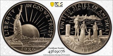 1986-S 50C Statue Of Liberty PR70DCAM