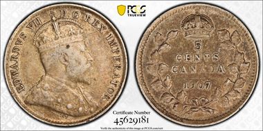 1907 5C Narrow Date VF35