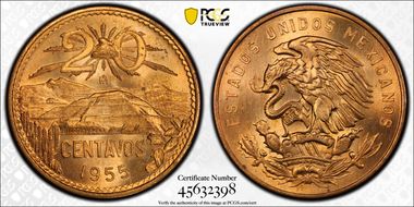 1955-Mo 20C Small Eagle MS66RD