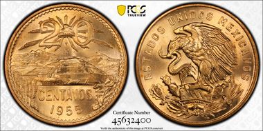 1955-Mo 20C Large Eagle MS66RD
