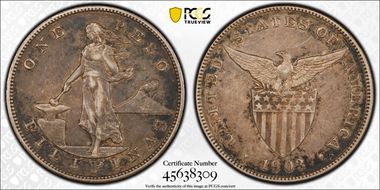 1903-S Peso KM-168  Ag XF45