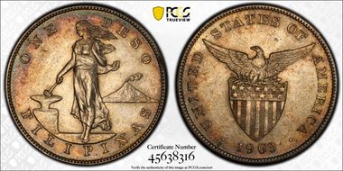 1903-S Peso KM-168  Ag AU58