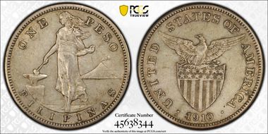 1910-S Peso KM-172  Ag XF45