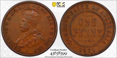 1931 (m) 1D English obverse Aligned date XF45BN