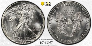 1987 $1 Silver Eagle MS68