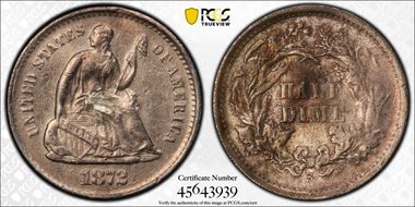 1872-S H10C Mintmark Below Bow N1