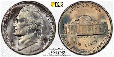 1938-D 5C Jefferson MS66