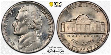 1939 5C Reverse of 1940 MS66