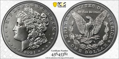 2021-D $1 Morgan Dollar 100th Anniversary MS66