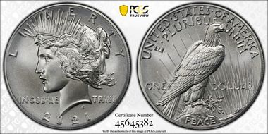 2021 $1 Peace Dollar 100th Anniversary MS69