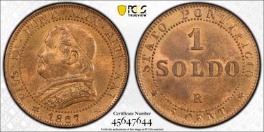 1867-R Soldo Anno XXI Small Date MS64RB