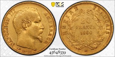 1860-A 20 Fr Gad-1061 AU50