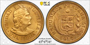 1917 Libra KM-207  Au MS64