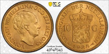 1925 10 G Pearls below I KM-162  Au MS65