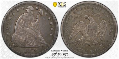 1873 $1 Seated VF30