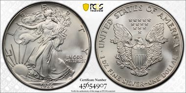 1986 $1 Silver Eagle MS69