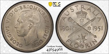 1951(m) Florin Jubilee KM-47  Ag MS64