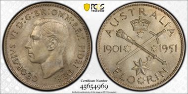 1951(m) Florin Jubilee KM-47  Ag MS64